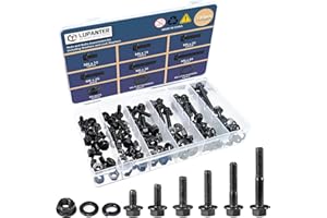 LUPANTER 180Pcs M6 Metric Flange Bolt Assortment, M6x1.0, (12mm to 40mm) Assorted Hex Bolts and Nuts Washers Kit for Automotive, 10.9 Black Zinc Galvanized