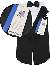 PUMYPOREITY Black & White Dog Tuxedo Outfit with Bow Tie Bandana Set view 8