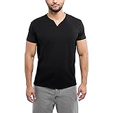 X RAY Men's Notch T-Shirt, Soft Cotton Short Sleeve Slim Fit Basic Split V Neck T Shirts for Men