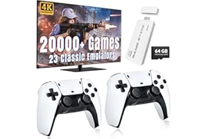 XISKT 2025 Retro Gaming Console Stick, Built in 20000+ Games and 23 Emulators, Plug-and-Play Retro Video Games,64GB Memory Card, Game Stick 4K HDMI Output,Dual 2.4G Controllers