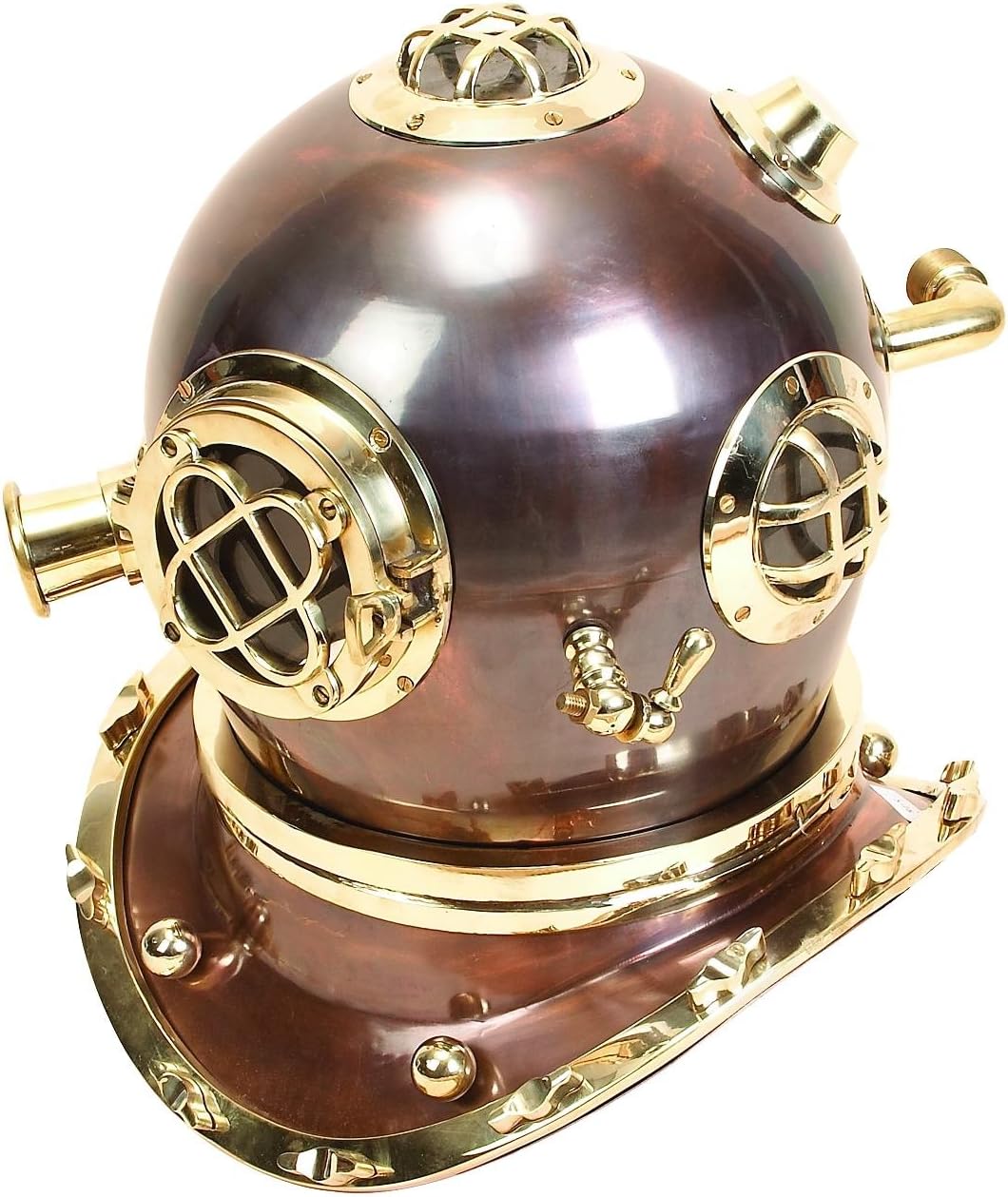 Deco 79 Brass Diving Helmet, 17 by 16-Inch