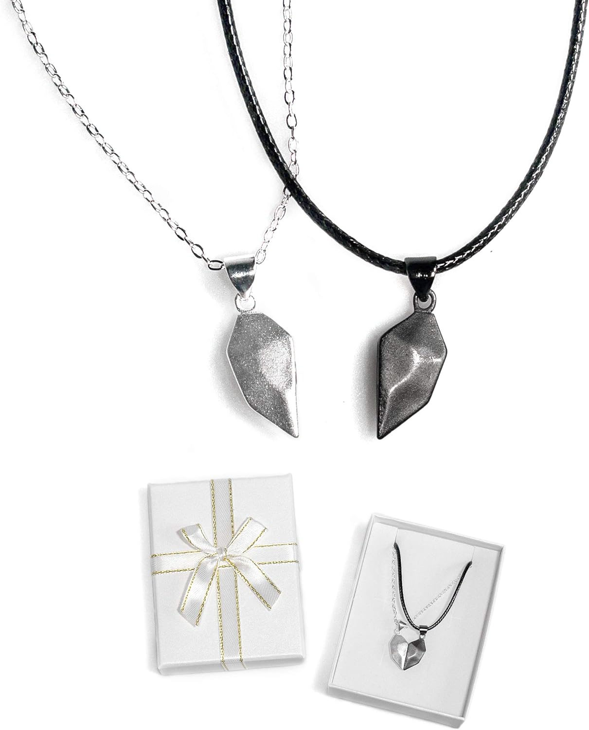 2 Pieces Love Heart Matching Necklace for Couples, Best Friends