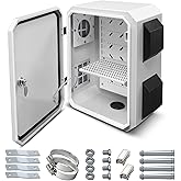 Outdoor Electrical Box, Cold-Rolled Steel Plate, Aluminum Alloy Back Beam, One-Piece Ventilation Design, IP65 Waterproof, Wall/Pole Mounted (15.7" x 11.8" x 7.9")