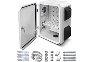 NAMUNANEE Outdoor Electrical Box, Cold-Rolled Steel Plate, Aluminum Alloy Back Beam, One-Piece Ventilation Design, IP65 Waterproof, Wall/Pole Mounted (15.7" x 11.8" x 7.9")