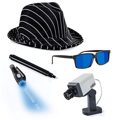 Tigerdoe Detective Costume - Spy Gear for Kids - Dress Up - Spy Costume Accessories (4 Pc) Black