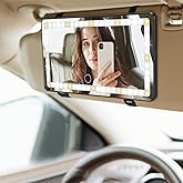 JOYTUTUS Car Sun Visor Vanity Mirror, Car Vanity Mirror With Lights, Makeup Mirror with 3 Light Modes & 60 LEDs, Rechargeable