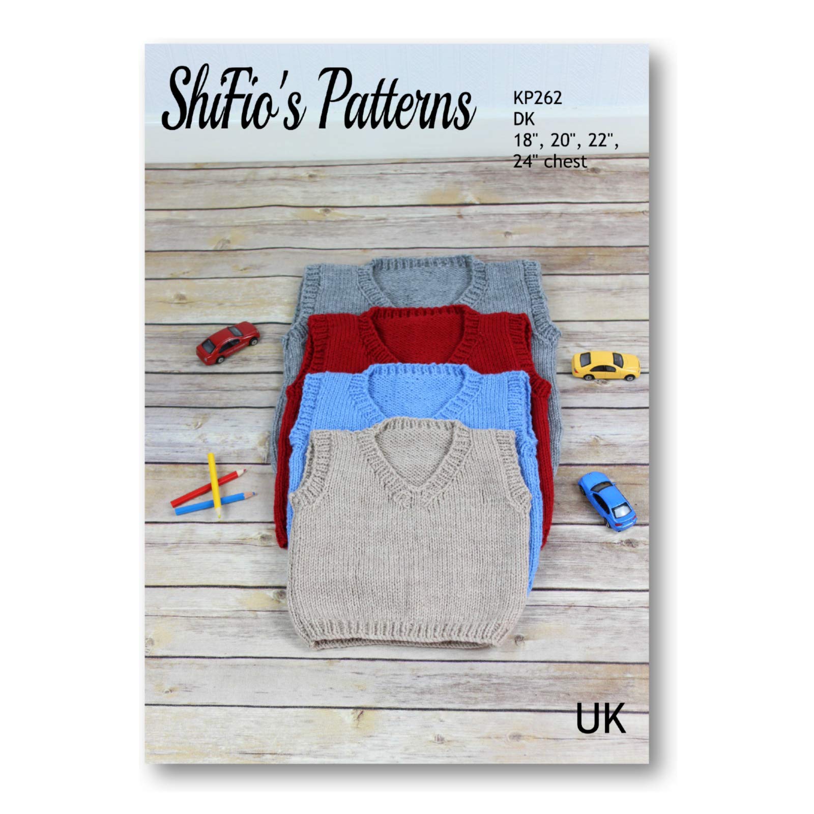 Unisex Child's Tank Top Knitting Pattern - Sleeveless Design in 4 Sizes: 46cm, 51cm, 56cm, 61cm Chest - Double Knit - KP262