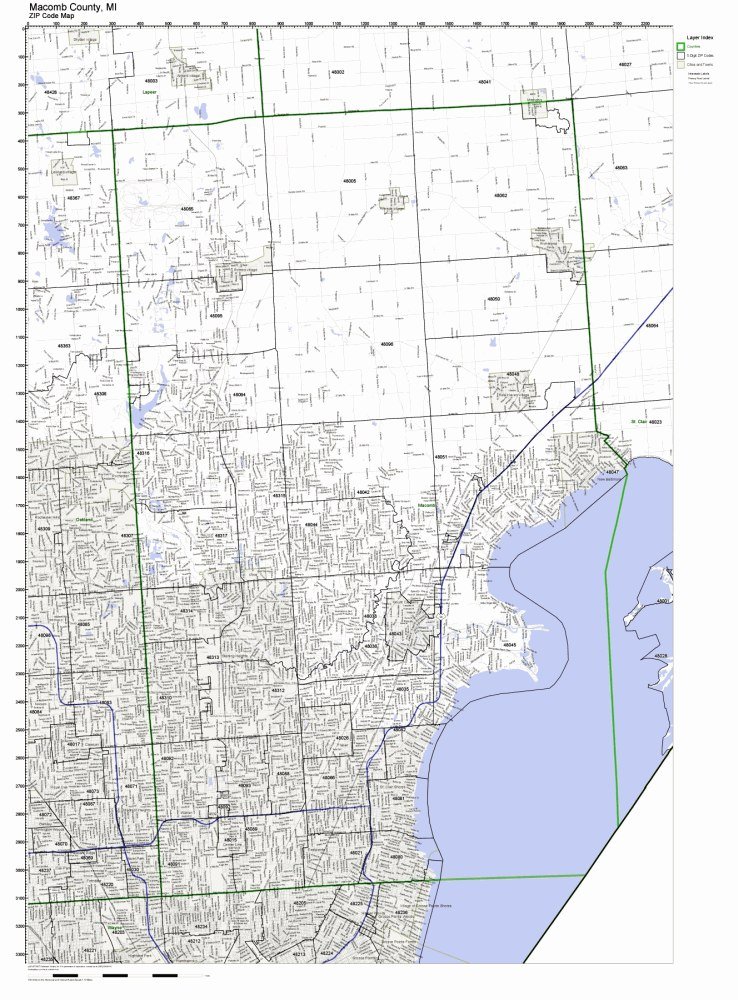Macomb County Township Map Macomb County, Michigan Mi Zip Code Map Not Laminated: Amazon.com: Office  Products