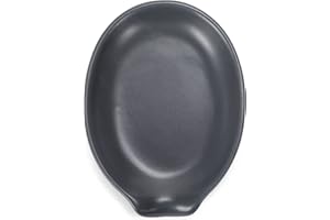 NAT AND JULES Nat & Jules Matte Grey 6 x 4 inch Ceramic Oval Countertop Spoon Rest - Versatile & Ideal for Everyday use from your Stove Top, Kitchen Counter, and Coffee or Cooking Stations, Matte Grey