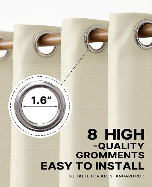 BEIGE BLACKOUT CHENILLE CURTAINS 52X84 INCH – THERMAL INSULATED ROOM DARKENING DRAPES WITH GROMMET, ULTRA SOFT WRINKLE RESISTANT NOISE REDUCING WINDOW TREATMENTS FOR BEDROOM LIVING ROOM, 2 PANELS SET
