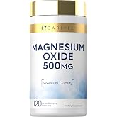Carlyle Magnesium Oxide 500mg | 120 Capsules | Premium Quality | Non-GMO and Gluten Free Supplement