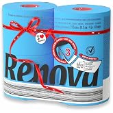 Renova Colored Toilet Paper 3-Ply, 4 Jumbo Rolls Per Pack, 180 Sheets Per Roll, Color Blue, Pink, Rosa, Red, Vanilla, Lime Green - Multipack Sets Available (Blue, 4 Count (1 Pack of 4))