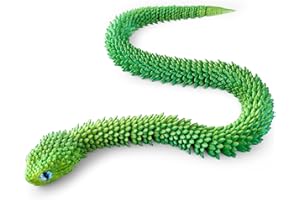 TITIC 3D Printed Snake Animals Toys, Articulated Flexible 3D Printed Viper Fidget Toy, Realistic Slithering Design, Home Office Executive Desk Decor (Green, 24 in)