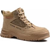 GUSAYEX Steel Toe Boots for Men Puncture Resistant Work Boots | ASTM Certificated Safety Boots, Wear-Resistant Rubber Outsole, Mid-Ankle, Construction, Industrial work, Warehouse, Factory