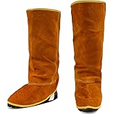 QeeLink Leather Welding Spats Extra Long - Heat and Abrasion Resistant Welding Boot Covers - Full Coverage Shoes Protectors - Welding Gaiters, 1 Pair