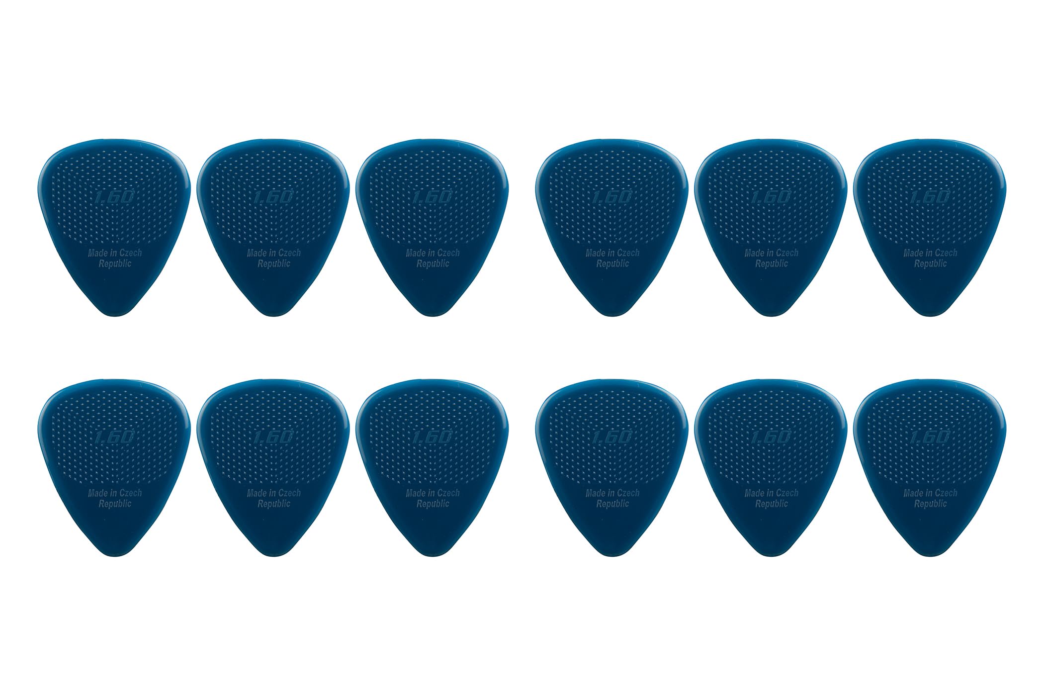 D-Grip Plectrum – Janicek Nylon Picks – Standard 351 Shape – 1.60 mm Turquoise dark – Pack of 12 – with non-slip textured surface – made in Czech Republic