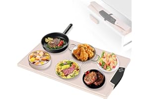 KINOK Electric Food Warming Mat with 9 Adjustable Temperature, Silicone Food Warming Tray for Buffet, Food Warmer for Countertop With Child-Lock & Auto Shut-Off, Food Heating Mat for Parties, Everyday