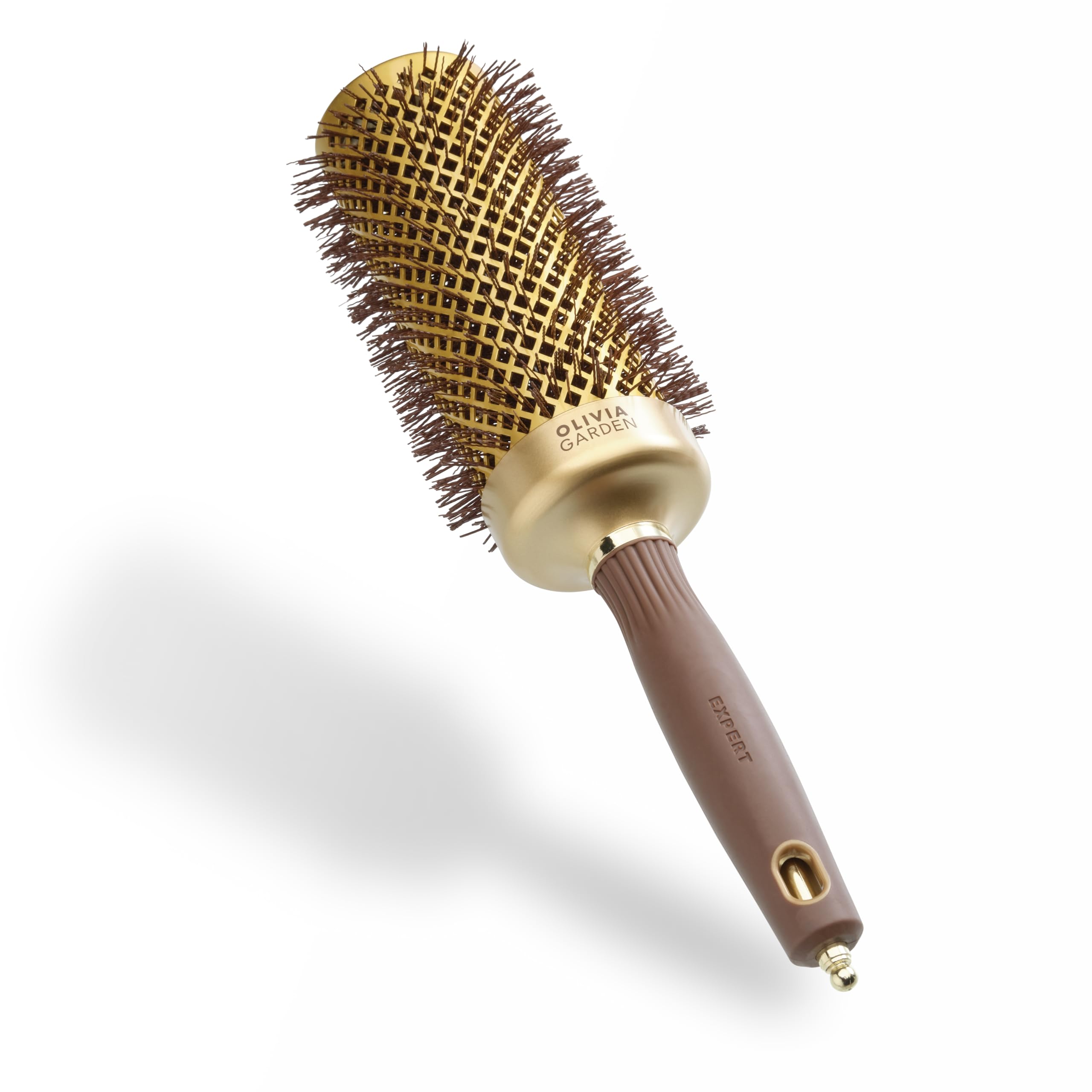 Olivia Garden Expert Blowout Speed – Gold & Brown - 55 - Ceramic Coated Round Brush with Extra Long Barrel for 25% Faster Blowouts — image 1