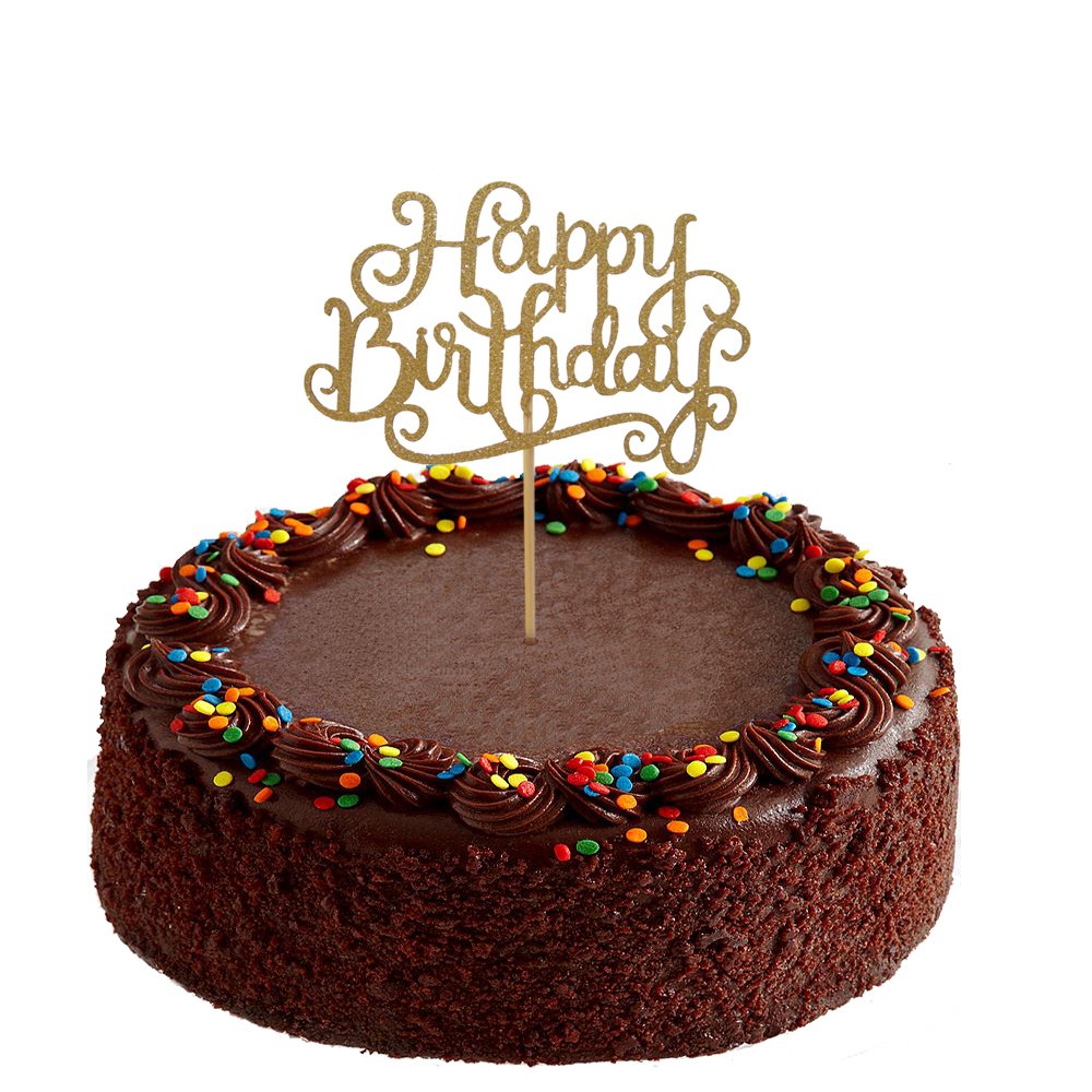10 Gold Glittery Happy Birthday Cake Toppers Sparkling Gold
