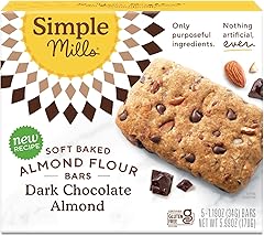 Simple Mills Soft Baked Dark Chocolate Almond Flour Bars, 5 ct, 1.19 oz each