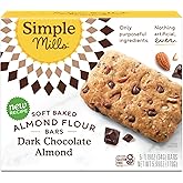 Simple Mills Soft Baked Dark Chocolate Almond Flour Bars, 5 ct, 1.19 oz each