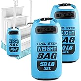 2 Pack Heavy Duty Pool Ladder Weights, 50lb Pool Step Weights, 500D PVC Waterproof Foldable Universal Sand Bags Step Anchors with Handles for Above Ground Swimming Pools Stairs, Blue