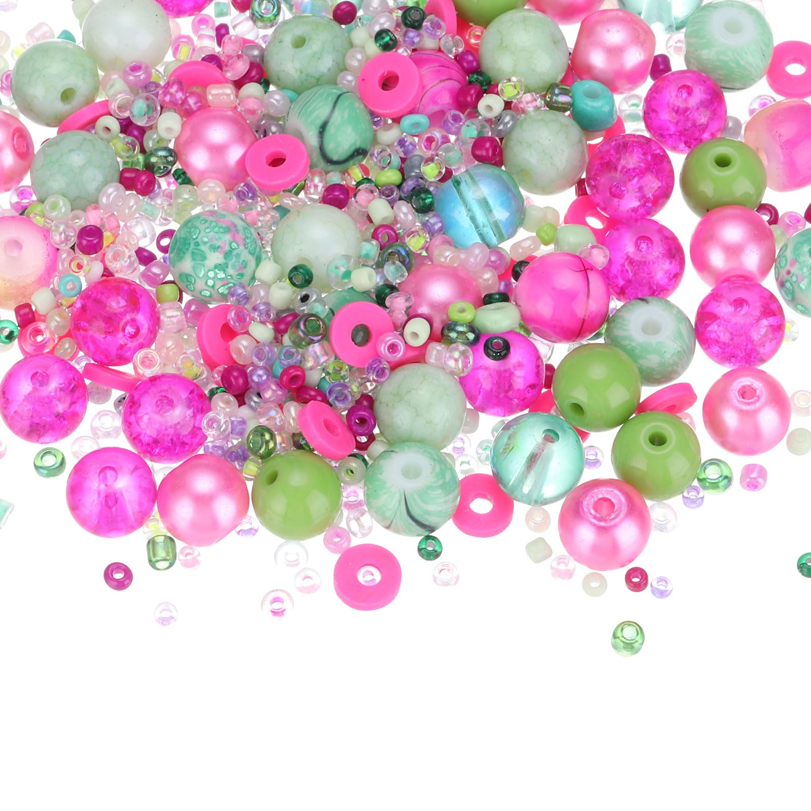 PATIKIL 2-8mm Assorted Glass Resin Beads, Cracked Gravel Round Beads Small European Spacer Seed Bead Mixed Bulk with Hole for Jewelry Making DIY Bracelet Crafts, Dark Rose Red Green