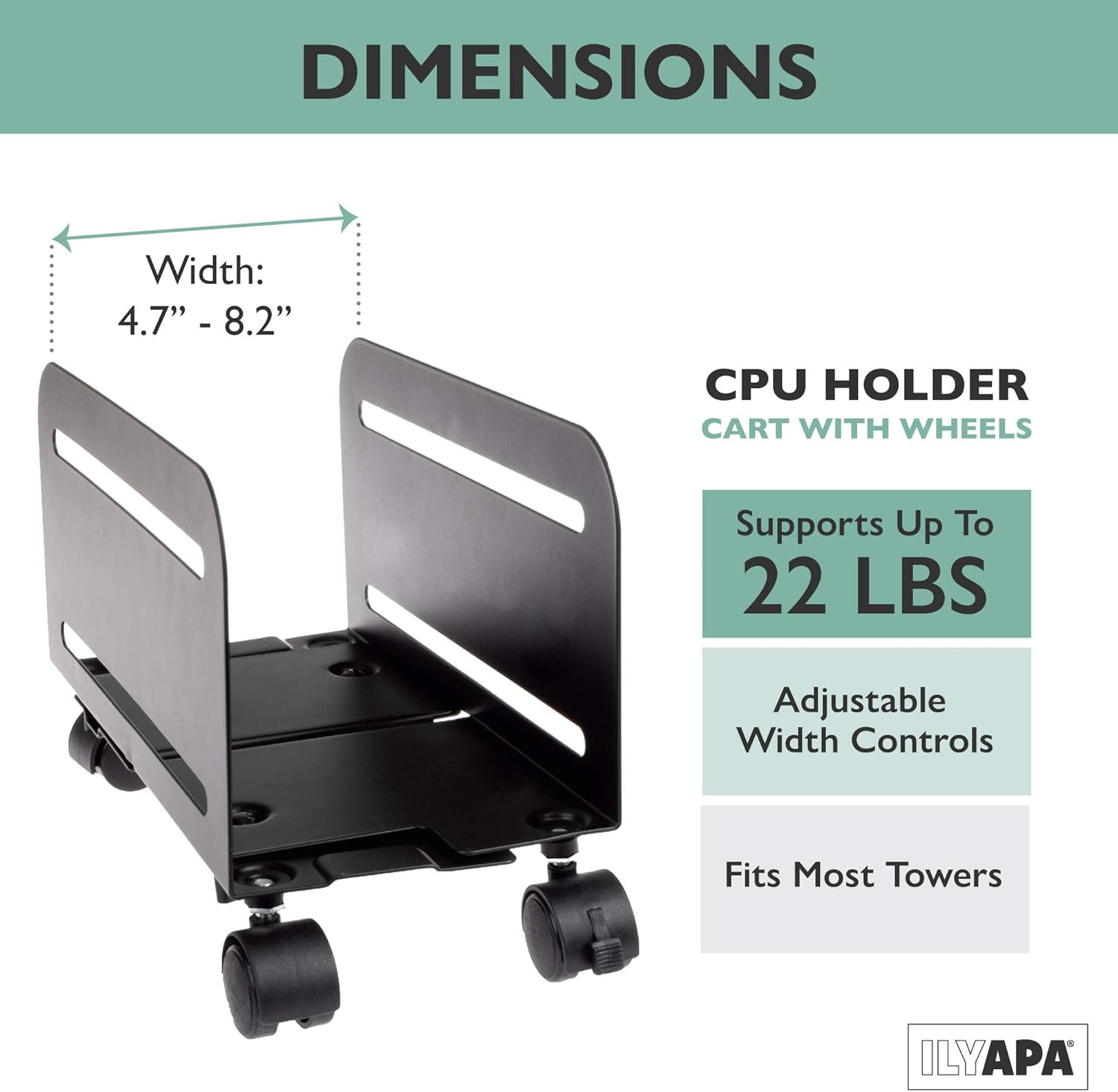 PC Computer Tower Stand with Wheels - Mobile CPU Holder Cart for Desktop : Office Products