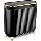 Supteron Bathroom Trash Can with Lid 3.1 Gallon Narrow Trash Can Small Plastic Trash Bin 12 Liter Rectangular Plastic Garbage Can with Press Type Lid for Bedroom Bathroom