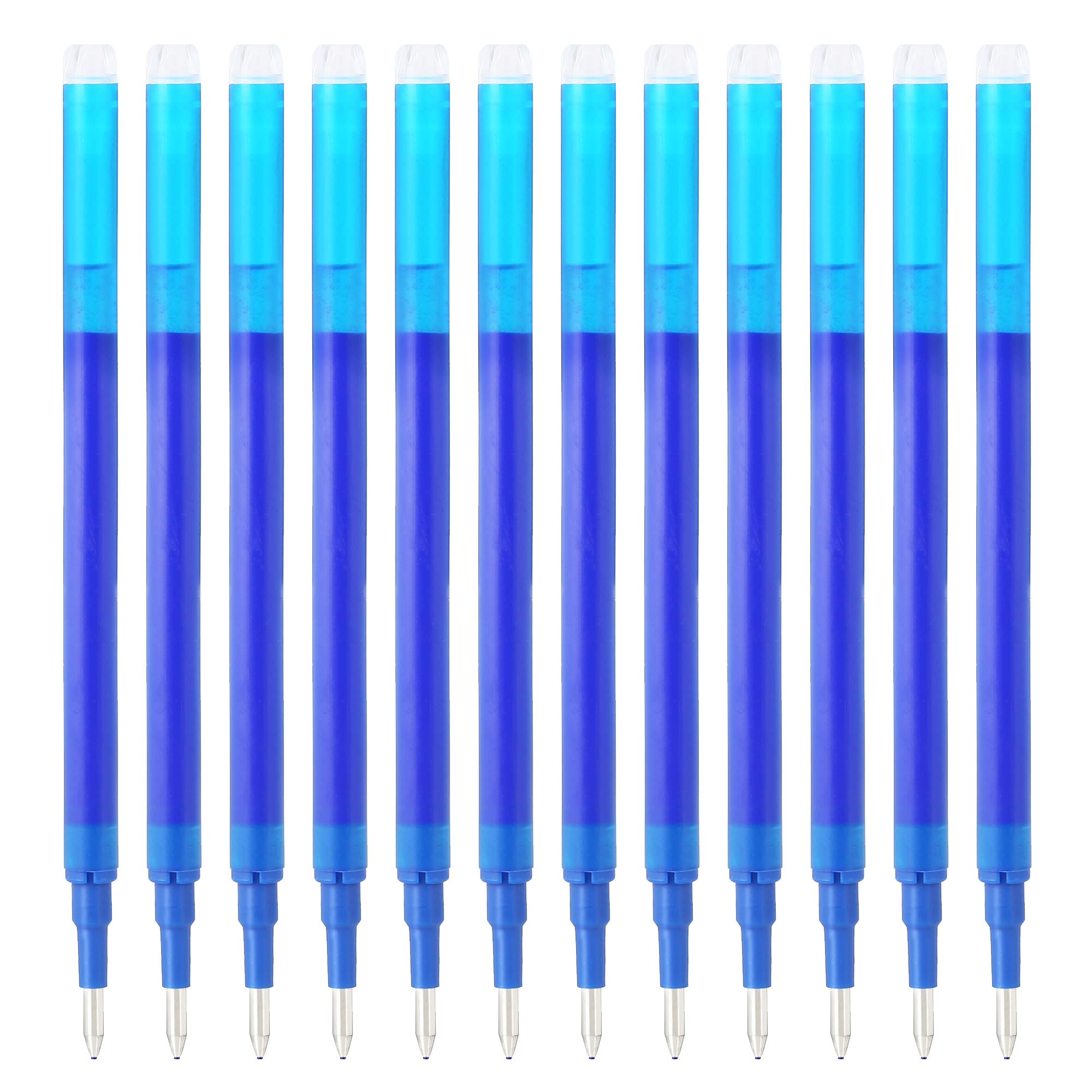Ezigoo 12 Pack Erasable Pen Refills, 0.7mm Blue Friction Ink Refills for Rub Out Pens, Compatible with Most Rollerball Erasable Pens - Smooth Writing for School, Office & Home