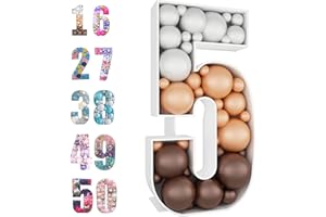 JoyBox Design 4ft Mosaic Balloon Frame Number 5 Light Up Marquee Pre-Cut Kit Number Cut-Out Extra Large Foam Board Backdrop Birthday Baby Party Anniversary…