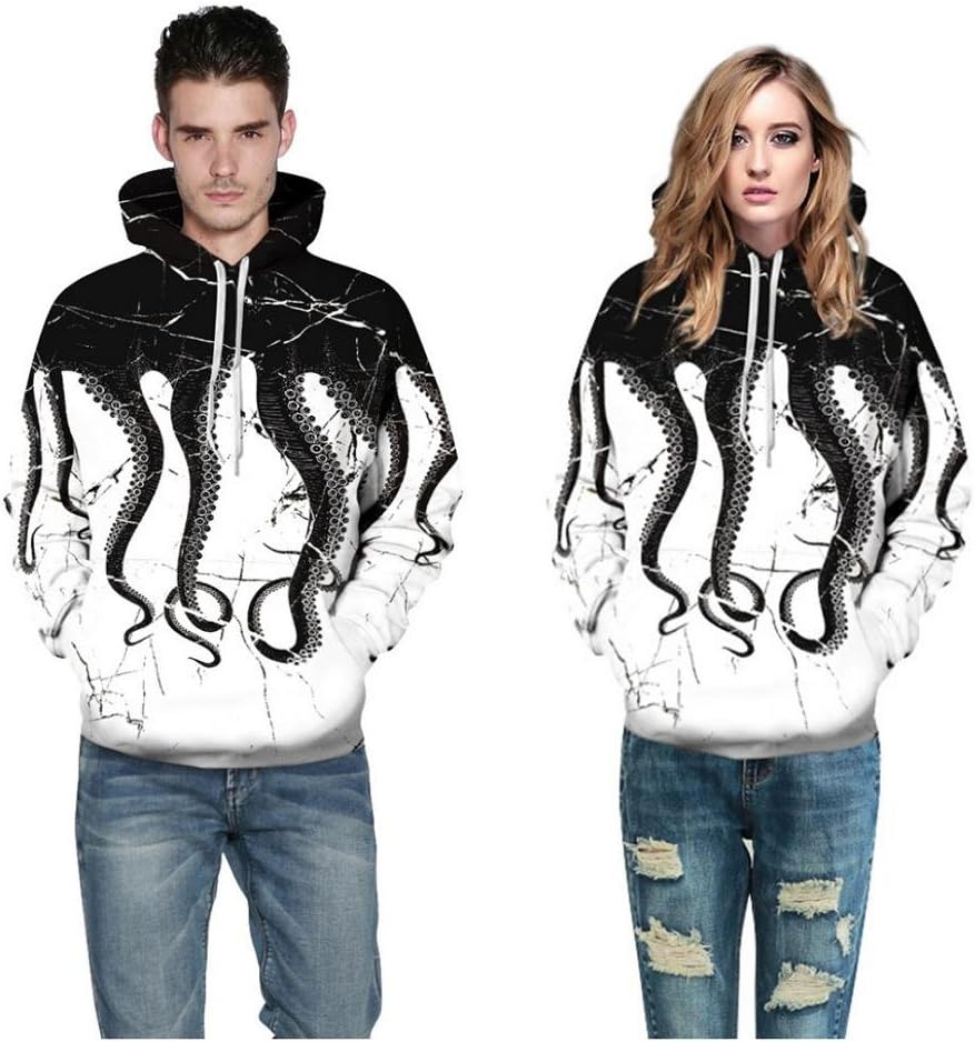 YYHSO Unisex Adult 3D Hoodie Octopus Tentacles Autumn And Winter Street Casual Long sleeves Sweatshirt