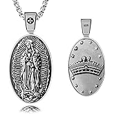 VENICEBEE® Our Lady Guadalupe Holy Virgin Mary Medal Devotional Christian Sacramental Solid 925 Sterling Silver Pendant Necklace Divine Design Nuestra Señora + Velvet Pouch, Polishing Cloth, Gift Box