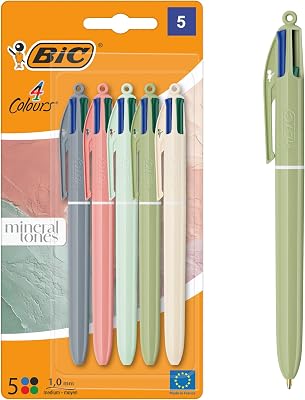 4 Colours Mineral Kugelschreiber mit mittlerer Spitze (1,00 mm) – verschiedene Schaftfarben, Pack à 5