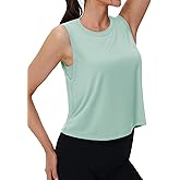 MAGCOMSEN Women's Workout Tank Tops Crop Athletic Sleeveless Summer Quick Dry Moisture Wicking Top for Running Yoga Gym