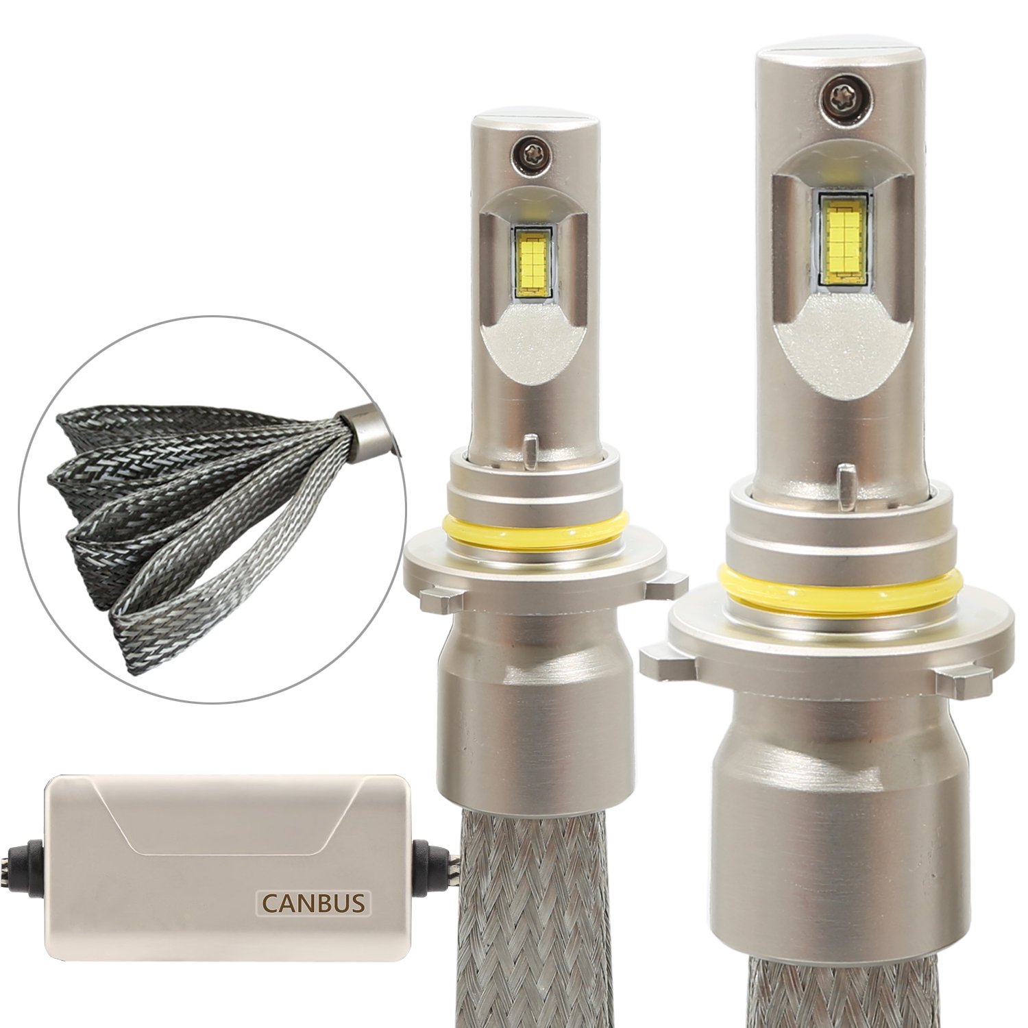 VehiCode H4 (9003/HB2 Hi/Lo) LED Fanless Headlight Bulb Conversion Kit  (Motorcycle Fog Light) - Adjustable Collar and Built-in CanBus Error Free -  100W ...