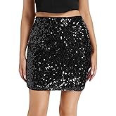 Sequin Skirt for Women Stretchy Bodycon Sparkle Mini Skirt Glitter Club Night Out Party Skirts