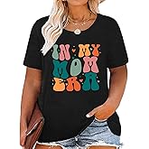 Plus Size Mama Shirt for Women Mama Mommy Mom Bruh Tshirt Funny Mom Tops Casual Short Sleeve T Shirt