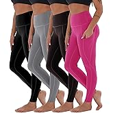 CAMPSNAIL 4 Pack Yoga Pants with Pockets for Women - High Waist Tummy Control Soft Leggings for Workout Gym