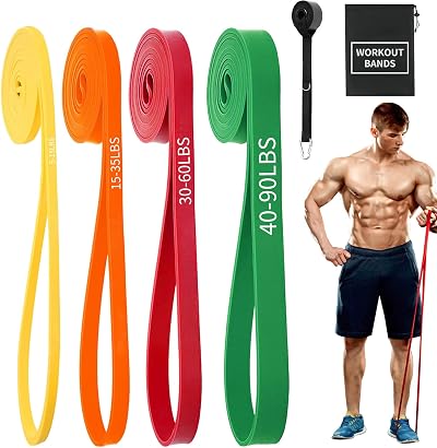 YOVKOK Exercise Bands Set Resistance Bands for Workout Door Anchor Included