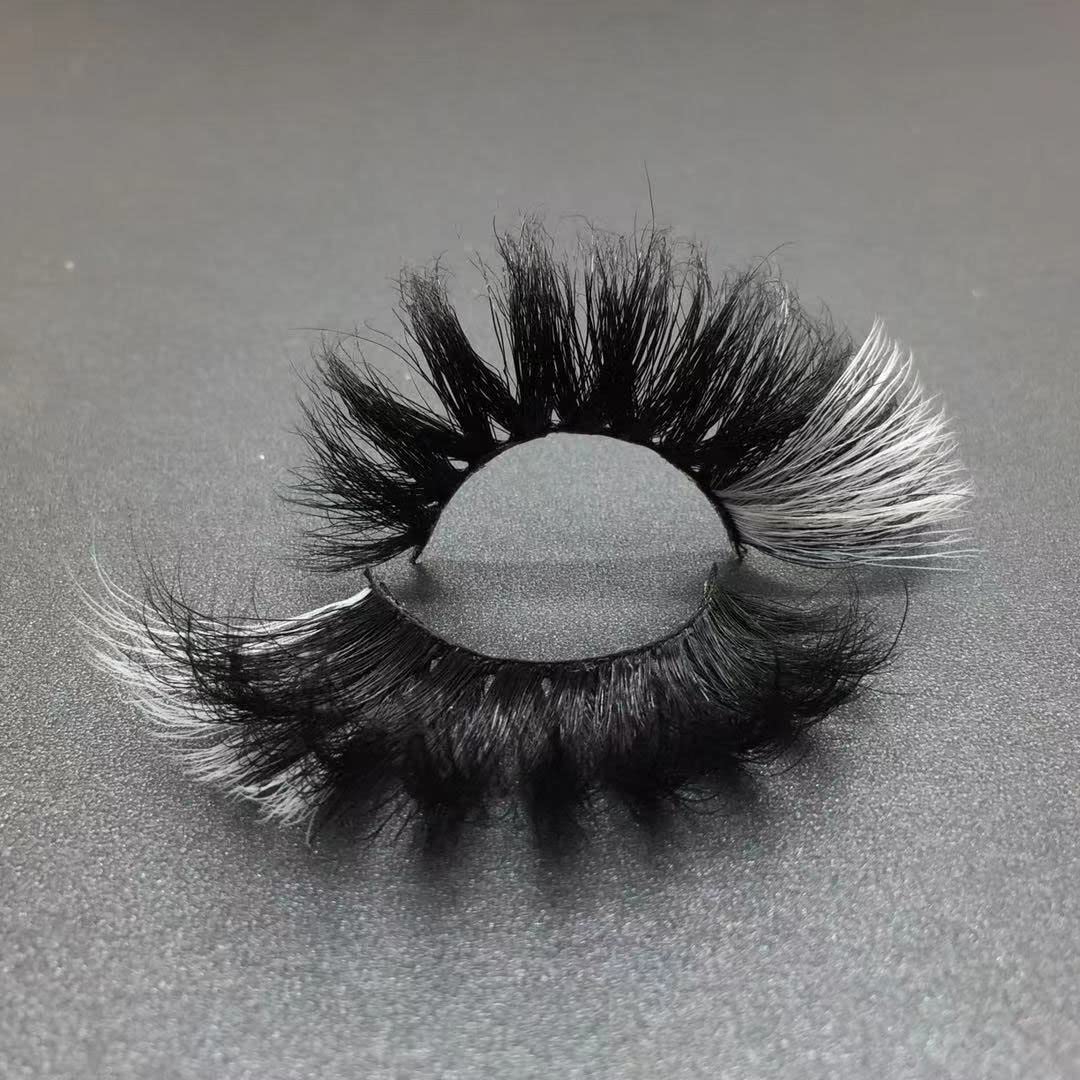 KFZR Colorful Mink Eyelashes Halloween Colored Long Dramatic False fake Eyelashes Party 25MM (609A-8C)