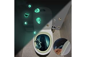 ROFARSO Halloween Glow in The Dark Toilet Lid Decals 3D Horrible Luminous Wall Stickers DIY Scary Home Decor Bathroom Dark Creatures Decoration Poster for Halloween Party (Faceless Ghost)
