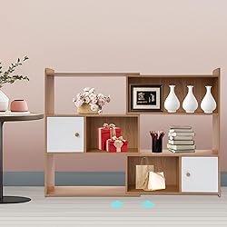 LOHISHILO 3 Tier Bookshelf Tall Bookcase Storage