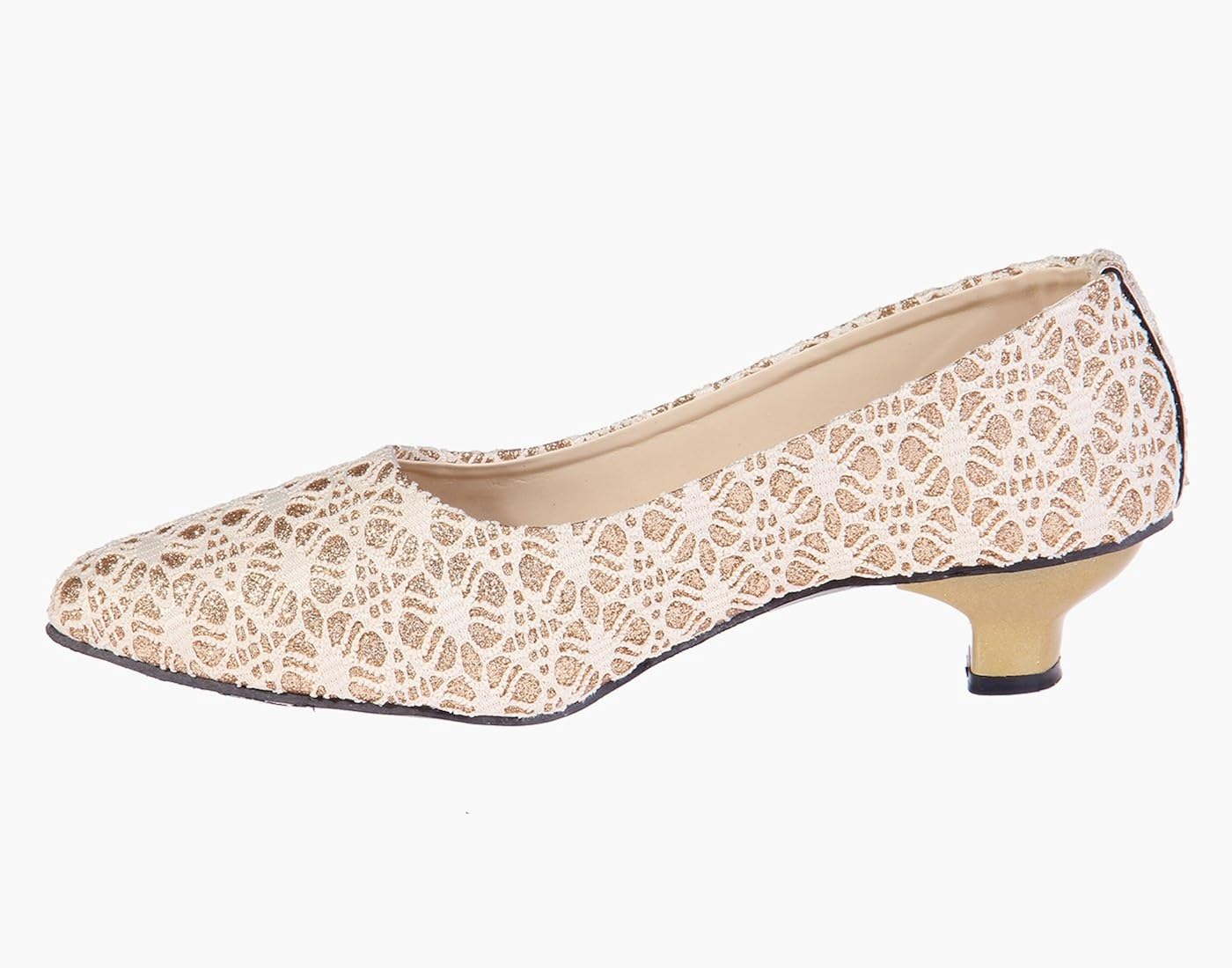 goyal cream dimond cut net heels