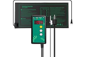 PAIGTEK 10"x 20.75" Seedling Heat Mat and Digital Thermostat Combo Set, MET-Certified Warm Hydroponic Heating Pad for Germination, Indoor Gardening, Greenhouse