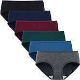 POPKOK Womens Underwear Soft Cotton Hipster Panties Mid Rise Briefs 6 Pack Regular and Plus Size