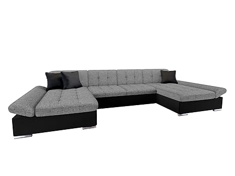 Mirjan24 Ecksofa Alia mit Regulierbare Armlehnen, 2 Bettkasten und Schlaffunktion, U-Form Eckcouch vom Hersteller, Sofa Couch