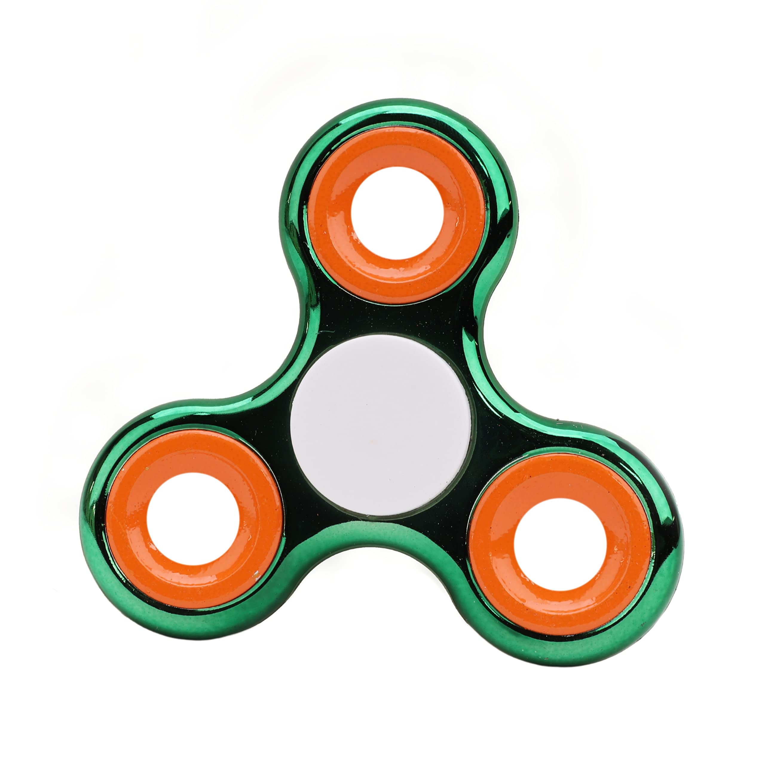 Toyland® Fidget Hand Spinner - Stress and Anxiety Relief - 38 Designs To Choose From (Metallic Green & Orange Rings)