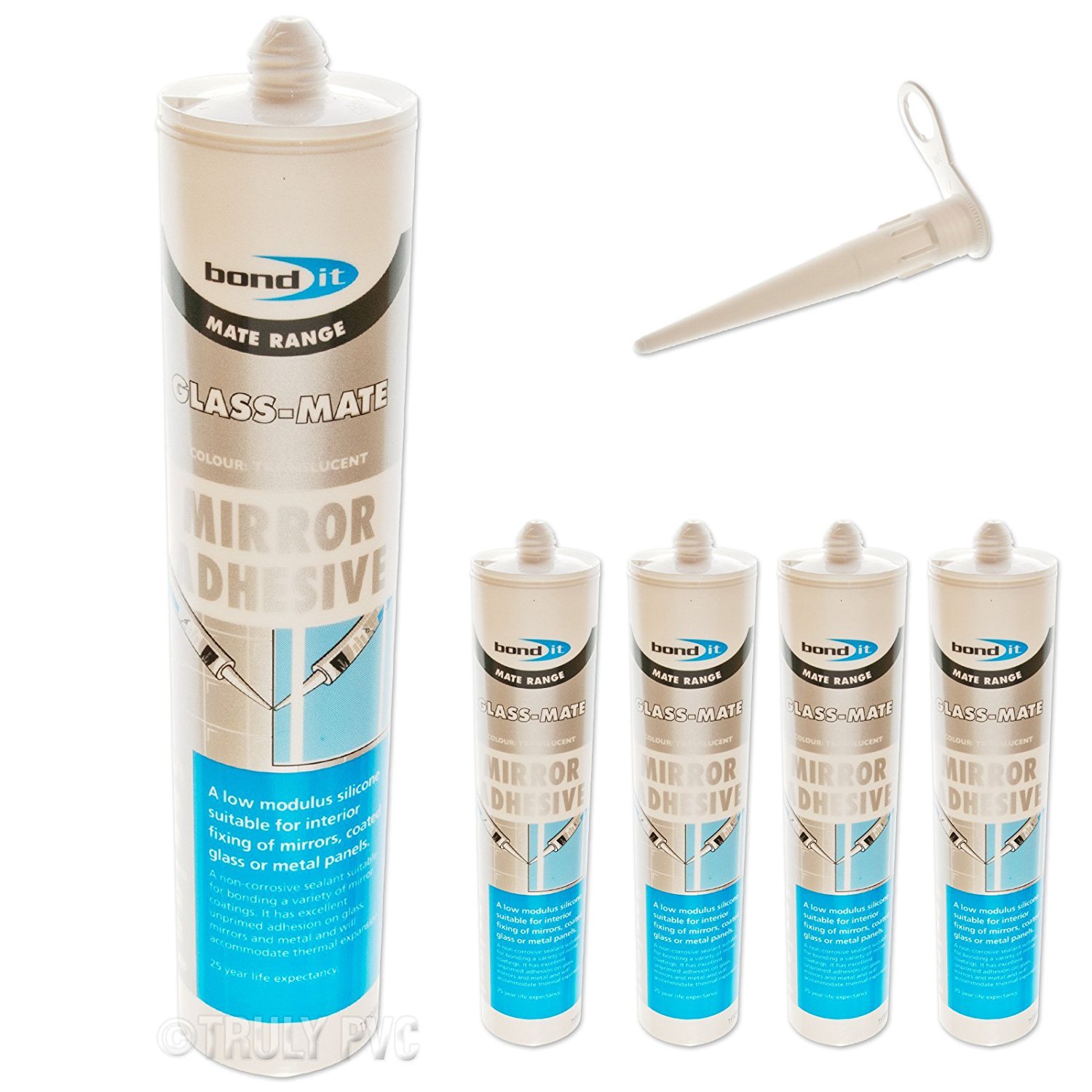 Buy 4 x White BondIt GlassMate Mirror Adhesive / Silicone sealant for ceramic and porcelain