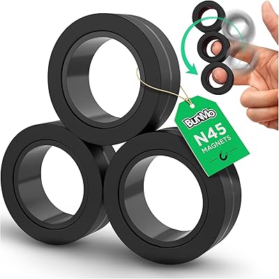 BunMo Easter Basket Stuffers - Fidget Rings - Black Magnetic Rings - Improved N45 Magnets, BPA-Free - Quiet Fidget Toy for Adults & Teens - Easter Basket Stuffers for Adults